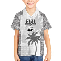 Custom Fiji Rugby Family Matching Puletasi and Hawaiian Shirt History Champions World Cup 7s - White LT9 Son's Shirt White - Polynesian Pride