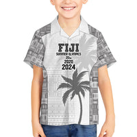 Custom Fiji Rugby Kid Hawaiian Shirt History Champions World Cup 7s - White