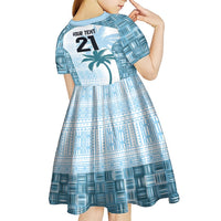 Custom Fiji Rugby Kid Short Sleeve Dress History Champions World Cup 7s - Bllue LT9 - Polynesian Pride