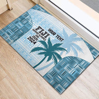 Custom Fiji Rugby Rubber Doormat History Champions World Cup 7s - Bllue LT9 - Polynesian Pride