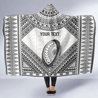Custom Rugby Fiji National Heritage Hooded Blanket White Traditional Masi Inspired