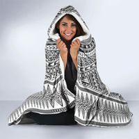 Custom Rugby Fiji National Heritage Hooded Blanket White Traditional Masi Inspired
