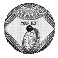 Custom Rugby Fiji National Heritage Spare Tire Cover White Traditional Masi Inspired