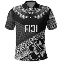 Custom Rugby Fiji Polo Shirt Black Traditional Masi Inspired LT9 Black - Polynesian Pride