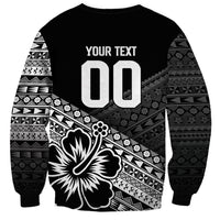 Custom Rugby Fiji Sweatshirt Black Traditional Masi Inspired