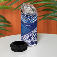 Custom Rugby Fiji 4 in 1 Can Cooler Tumbler Blue Traditional Masi Inspired