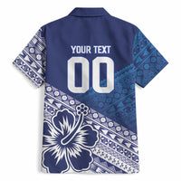 Custom Rugby Fiji Hawaiian Shirt Blue Traditional Masi Inspired LT9 - Polynesian Pride