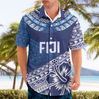 Custom Rugby Fiji Hawaiian Shirt Blue Traditional Masi Inspired LT9 - Polynesian Pride