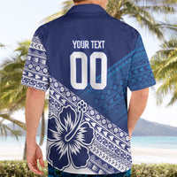 Custom Rugby Fiji Hawaiian Shirt Blue Traditional Masi Inspired