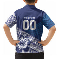 Custom Rugby Fiji Hawaiian Shirt Blue Traditional Masi Inspired LT9 - Polynesian Pride
