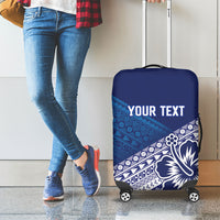 Custom Rugby Fiji Luggage Cover Blue Traditional Masi Inspired