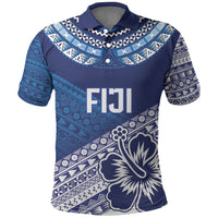 Custom Rugby Fiji Polo Shirt Blue Traditional Masi Inspired