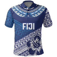 Custom Rugby Fiji Polo Shirt Blue Traditional Masi Inspired LT9 Blue - Polynesian Pride