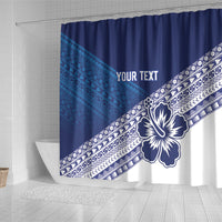 Custom Rugby Fiji Shower Curtain Blue Traditional Masi Inspired