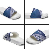 Custom Rugby Fiji Slide Sandals Blue Traditional Masi Inspired