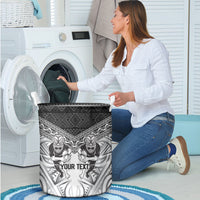 Custom Rugby New Zealand Black Fern Laundry Basket Niho Taniwha Inspired