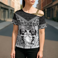 Custom Rugby New Zealand Black Fern Cross Shoulder Shirt Niho Taniwha Inspired