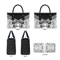 Custom Rugby New Zealand Black Fern Leather Bag Niho Taniwha Inspired