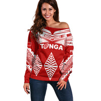 Custom Tonga Rugby Off Shoulder Sweater Proud Tongan Ngatu Kupesi World Cup 2023 No1 LT9 Women White - Polynesian Pride