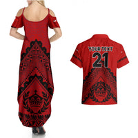 Custom Tonga Rugby Couples Matching Summer Maxi Dress and Hawaiian Shirt Proud Tongan Ngatu Kupesi World Cup 2023 No2 LT9 - Polynesian Pride