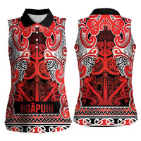 Aotearoa Iwi Ngapuhi Women Sleeveless Polo Shirt Maori Wharenui House Tribal Pattern LT9 - Polynesian Pride