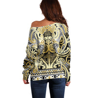 Aotearoa Iwi Ngati Whatua Off Shoulder Sweater Maori Wharenui House Tribal Pattern LT9 - Polynesian Pride