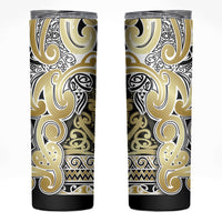 Aotearoa Iwi Ngati Whatua Skinny Tumbler Maori Wharenui House Tribal Pattern LT9 Gold - Polynesian Pride