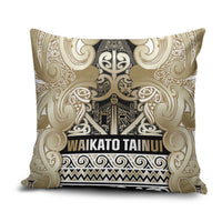 Aotearoa Iwi Waikato Tainui Pillow Cover Maori Wharenui House Tribal Pattern LT9 Light Gold - Polynesian Pride