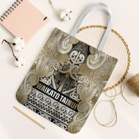 Aotearoa Iwi Waikato Tainui Tote Bag Maori Wharenui House Tribal Pattern LT9 White Strap One Size Light Gold - Polynesian Pride