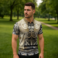 Aotearoa Iwi Waikato Tainui Zipper Polo Shirt Maori Wharenui House Tribal Pattern LT9 - Polynesian Pride