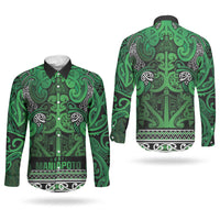 Aotearoa Iwi Ngati Maniapoto Couples Matching Long Sleeve Bodycon Dress and Long Sleeve Button Shirt Maori Wharenui House Tribal Pattern LT9 - Polynesian Pride