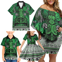 Aotearoa Iwi Ngati Maniapoto Family Matching Off Shoulder Short Dress and Hawaiian Shirt Maori Wharenui House Tribal Pattern LT9 - Polynesian Pride