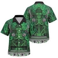 Aotearoa Iwi Ngati Maniapoto Family Matching Puletasi and Hawaiian Shirt Maori Wharenui House Tribal Pattern LT9 Son's Shirt Dark green - Polynesian Pride