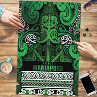 Aotearoa Iwi Ngati Maniapoto Puzzle Maori Wharenui House Tribal Pattern LT9 Dark green - Polynesian Pride