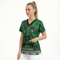 Aotearoa Iwi Ngati Maniapoto Scrub Top Maori Wharenui House Tribal Pattern LT9 - Polynesian Pride