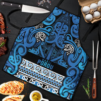 Aotearoa Iwi Ngati Porou Apron Maori Wharenui House Tribal Pattern LT9 Blue - Polynesian Pride
