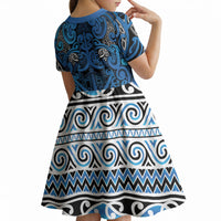 Aotearoa Iwi Ngati Porou Kid Short Sleeve Dress Maori Wharenui House Tribal Pattern LT9 - Polynesian Pride