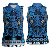 Aotearoa Iwi Ngati Porou Women Sleeveless Polo Shirt Maori Wharenui House Tribal Pattern LT9 - Polynesian Pride
