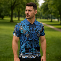 Aotearoa Iwi Ngati Porou Zipper Polo Shirt Maori Wharenui House Tribal Pattern LT9 - Polynesian Pride