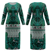 Aotearoa Iwi Ngai Tahu Couples Matching Long Sleeve Bodycon Dress and Hawaiian Shirt Maori Wharenui House Tribal Pattern LT9 - Polynesian Pride