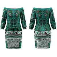 Aotearoa Iwi Ngai Tahu Couples Matching Off The Shoulder Long Sleeve Dress and Hawaiian Shirt Maori Wharenui House Tribal Pattern LT9 - Polynesian Pride