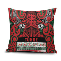 Aotearoa Iwi Tuhoe Pillow Cover Maori Wharenui House Tribal Pattern LT9 Green Red - Polynesian Pride