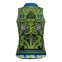 Aotearoa Iwi Whakatohea Women Sleeveless Polo Shirt Maori Wharenui House Tribal Pattern LT9 - Polynesian Pride