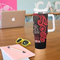 Aotearoa Iwi Ngati Awa Tumbler With Handle Maori Wharenui House Tribal Pattern LT9 - Polynesian Pride