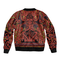 Aotearoa Iwi Rongowhakaata Sleeve Zip Bomber Jacket Maori Wharenui House Tribal Pattern LT9 - Polynesian Pride