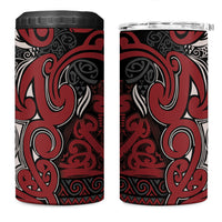 Aotearoa Iwi Ngati Toa 4 in 1 Can Cooler Tumbler Maori Wharenui House Tribal Pattern LT9 One Size: 16 oz Dark Red - Polynesian Pride
