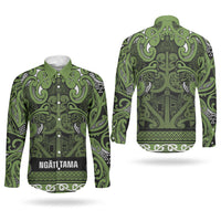 Aotearoa Iwi Ngāti Tama ki Taranaki Trust Couples Matching Mermaid Dress and Long Sleeve Button Shirt Maori Wharenui House Tribal Pattern LT9 - Polynesian Pride