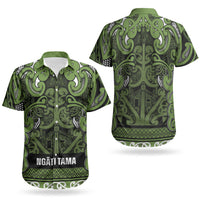 Aotearoa Iwi Ngāti Tama ki Taranaki Trust Couples Matching Off The Shoulder Long Sleeve Dress and Hawaiian Shirt Maori Wharenui House Tribal Pattern LT9 - Polynesian Pride
