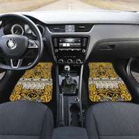 Aotearoa Iwi Ngāti Tama ki Te Waipounamu Trust Car Mats Maori Wharenui House Tribal Pattern LT9 Set 2pcs - Front Gold - Polynesian Pride