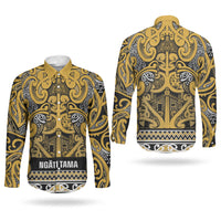 Aotearoa Iwi Ngāti Tama ki Te Waipounamu Trust Couples Matching Summer Maxi Dress and Long Sleeve Button Shirt Maori Wharenui House Tribal Pattern LT9 - Polynesian Pride